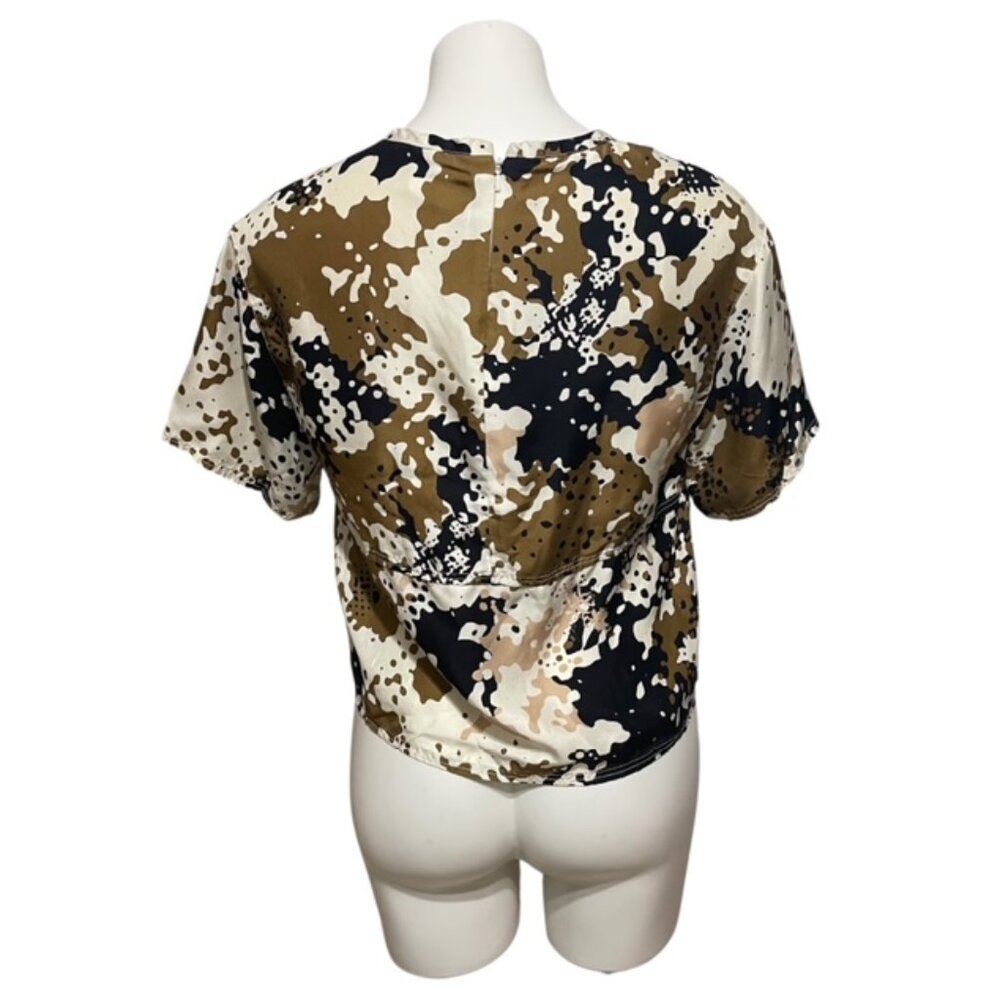 Rag & Bone Women's Small Short Sleeve Crewneck Abstract Silk Blouse - Picture 3 of 6